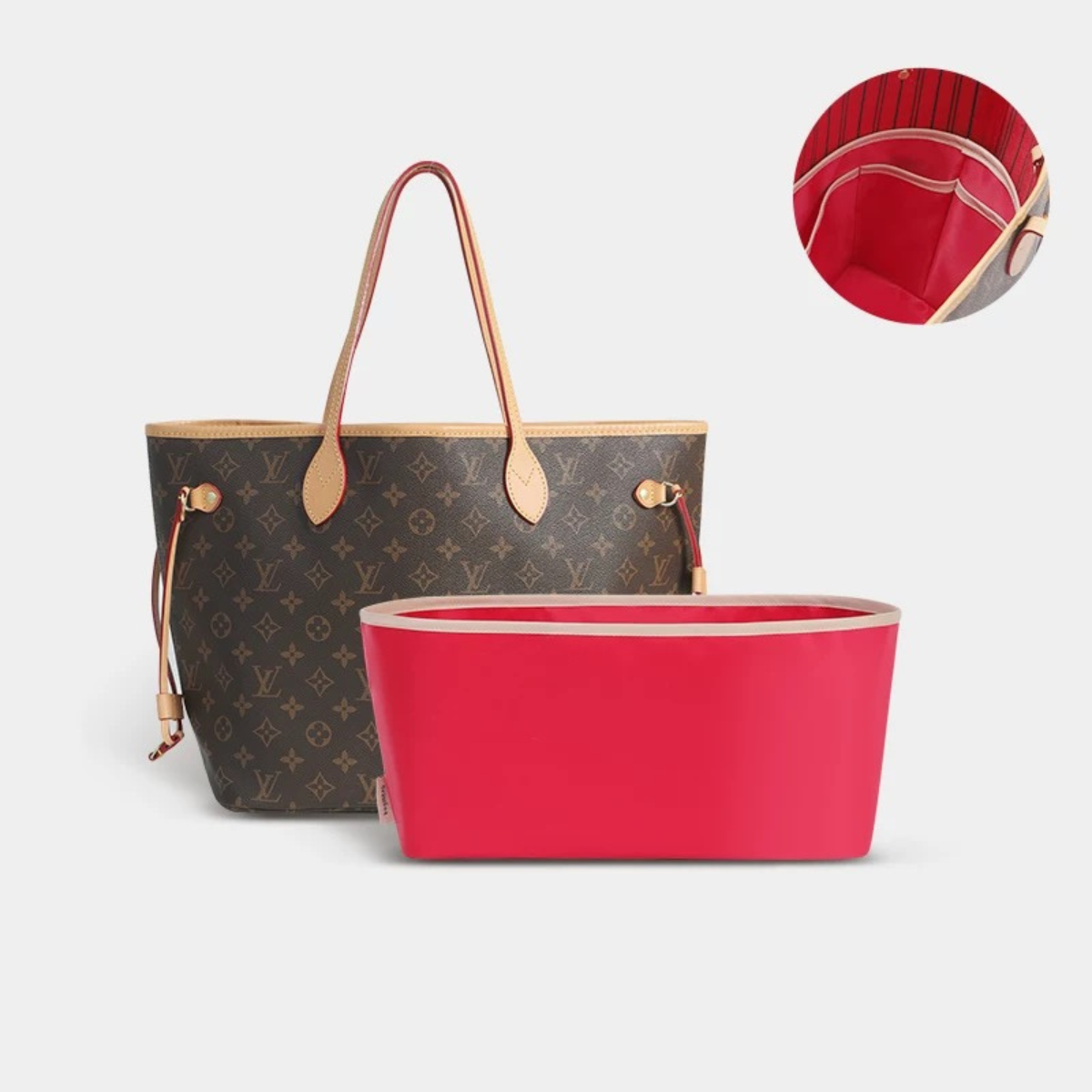BAGINBAG Handmade Bag Organizer Bag Inner Compatible with LV Neverfull Bag Various Sizes Available