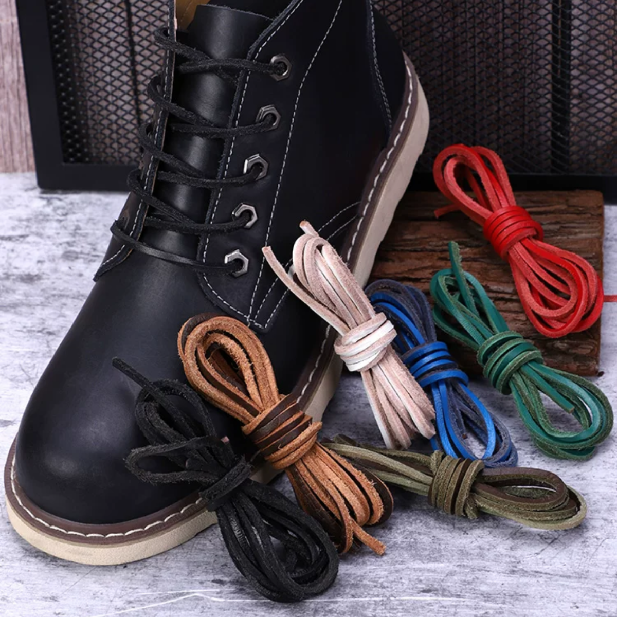 ShoeSpa Leather Shoelaces Shoe string Compatible with Dress Shoes Canvas Shoes and Martens 1 Pair