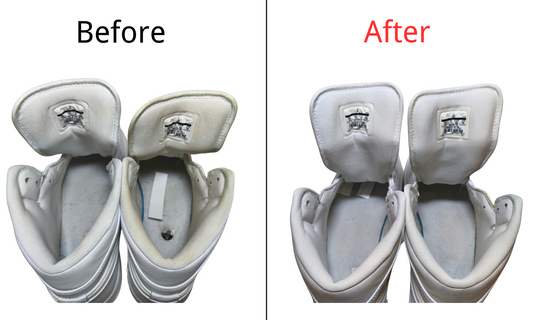 Improper washing cause yellow stain, back to white!