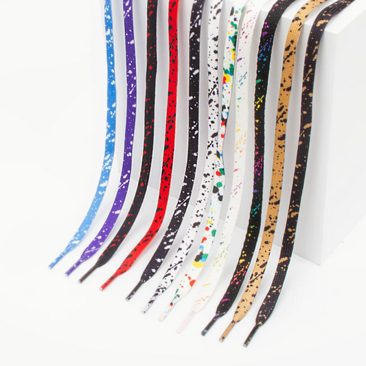 LANCEMAKER Cotton Shoelaces Shoe string Splattered Fluorescent Edition Suitable for Sneakers Canvas Shoes and Athletic Shoes 1 Pair
