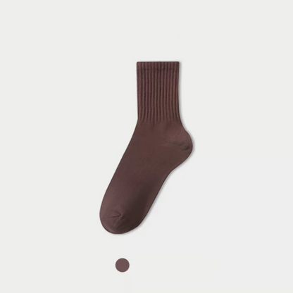 ShoeSpa Solid Color Cotton Crew Socks Suitable for Sports and Casual Wear 3 Pairs