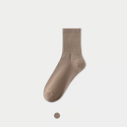 ShoeSpa Solid Color Cotton Crew Socks Suitable for Sports and Casual Wear 3 Pairs