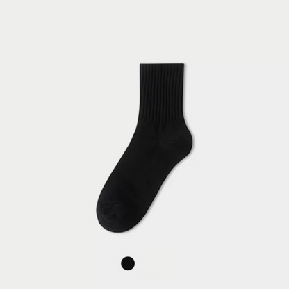 ShoeSpa Solid Color Cotton Crew Socks Suitable for Sports and Casual Wear 3 Pairs