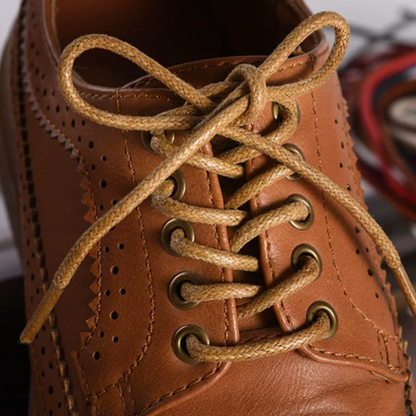 ShoeSpa Waxed Cotton Round Shoelaces Shoe string Compatible with Dress Shoes Canvas Shoes and Martens 2 Pairs